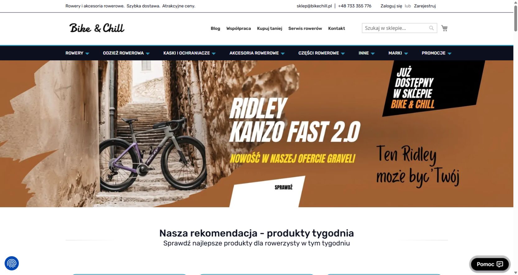 Szeroki widok sklepu BikeChill